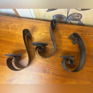 Vintage Pottery Barn Metal Wall Sconces For Wide Candles Late 1990s